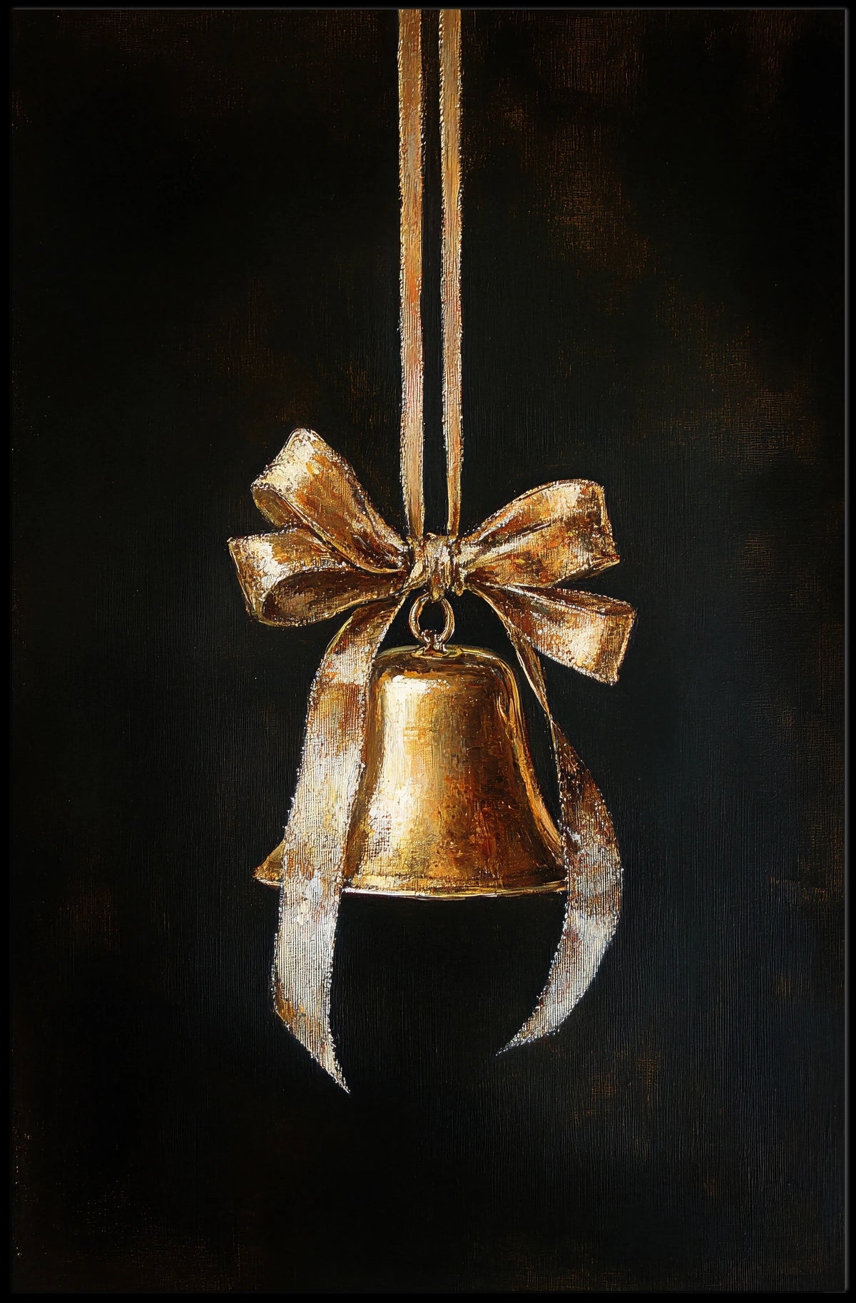 Golden Bell With Ribbon Poster