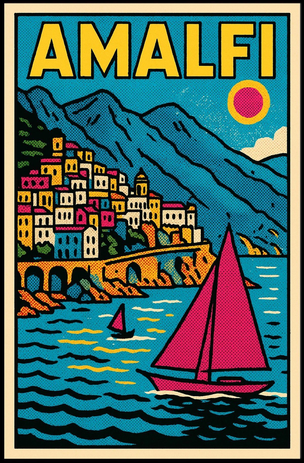 Amalfi Coast Vibrance Poster Wall Art for Coastal Decor