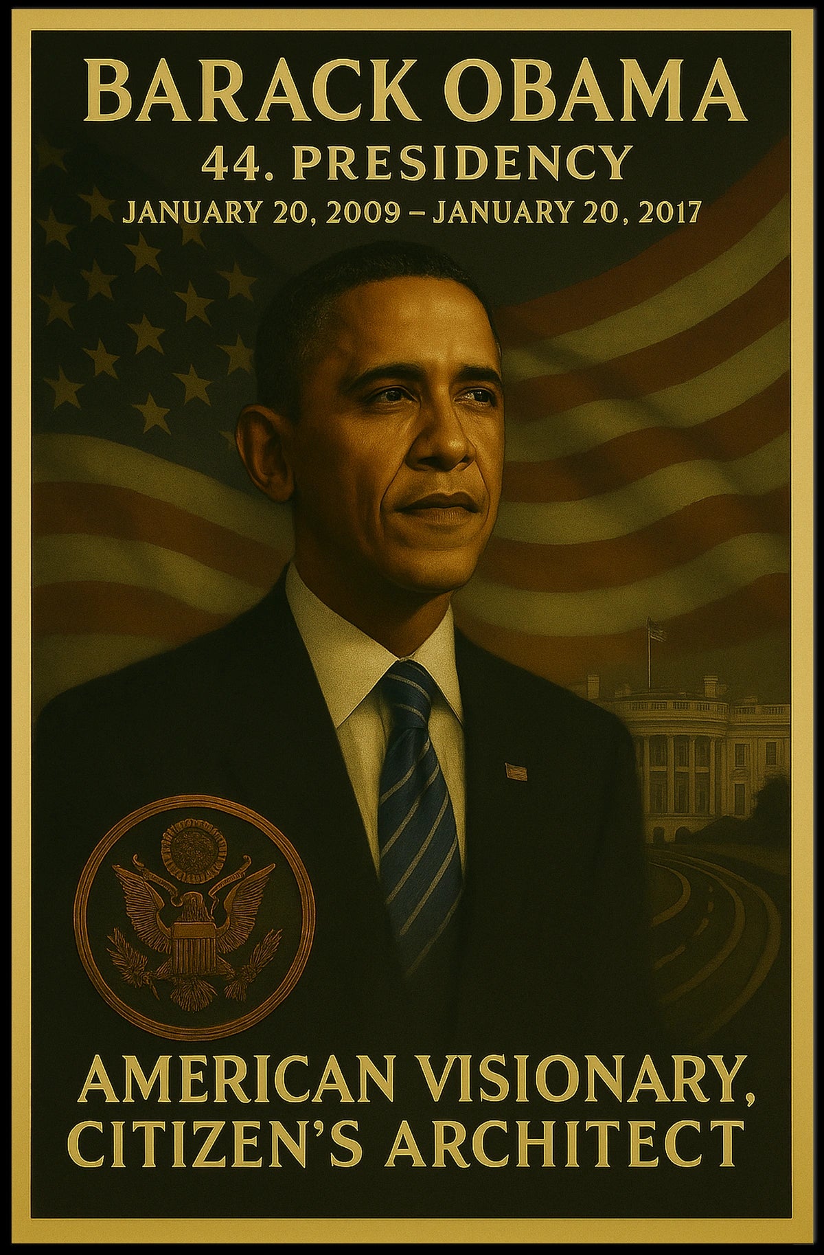 Barack Obama Stylized Presidential Portrait Historical Poster