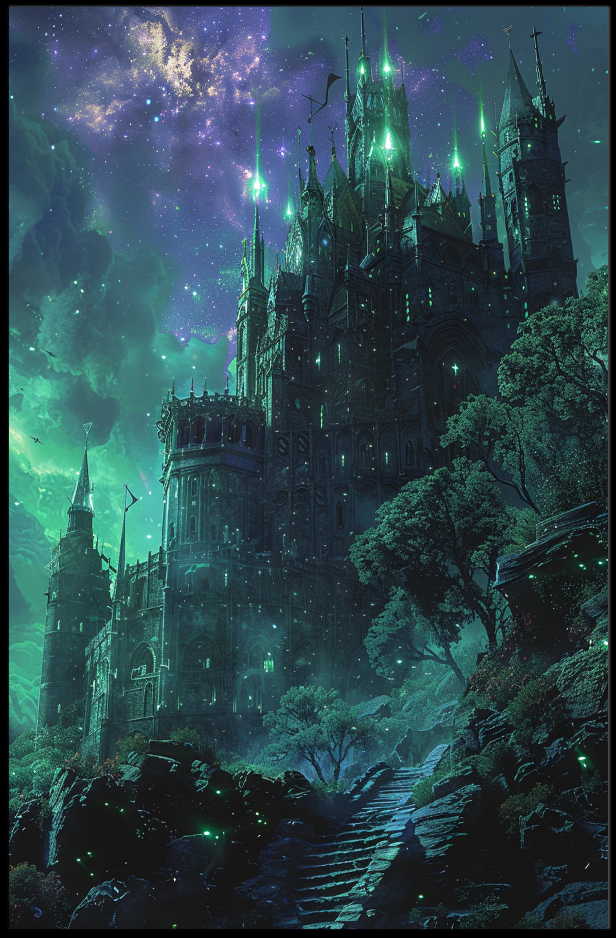 Majestic Dusk Mountain Impressionist Landscape Art Poster PosterGoat