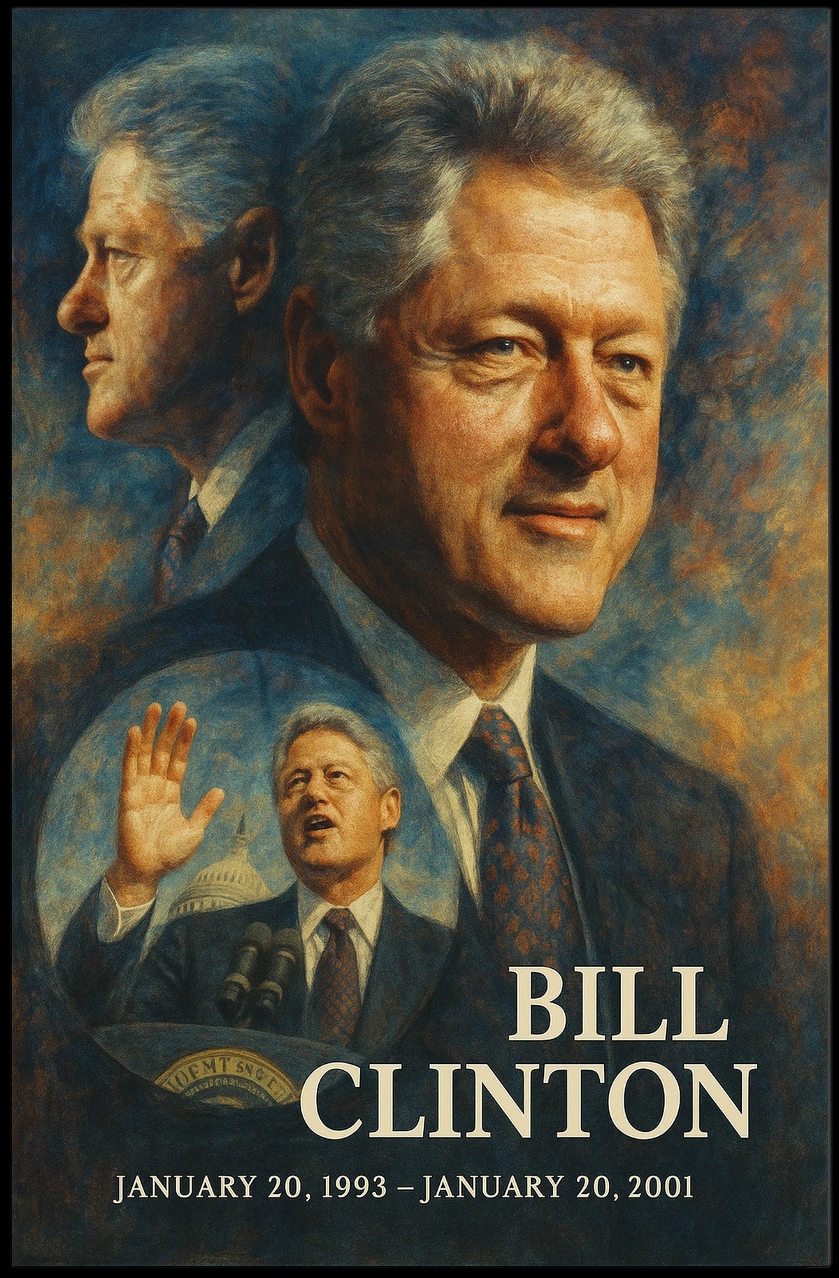 Bill Clinton 42nd President of the United States Double Exposure Poster