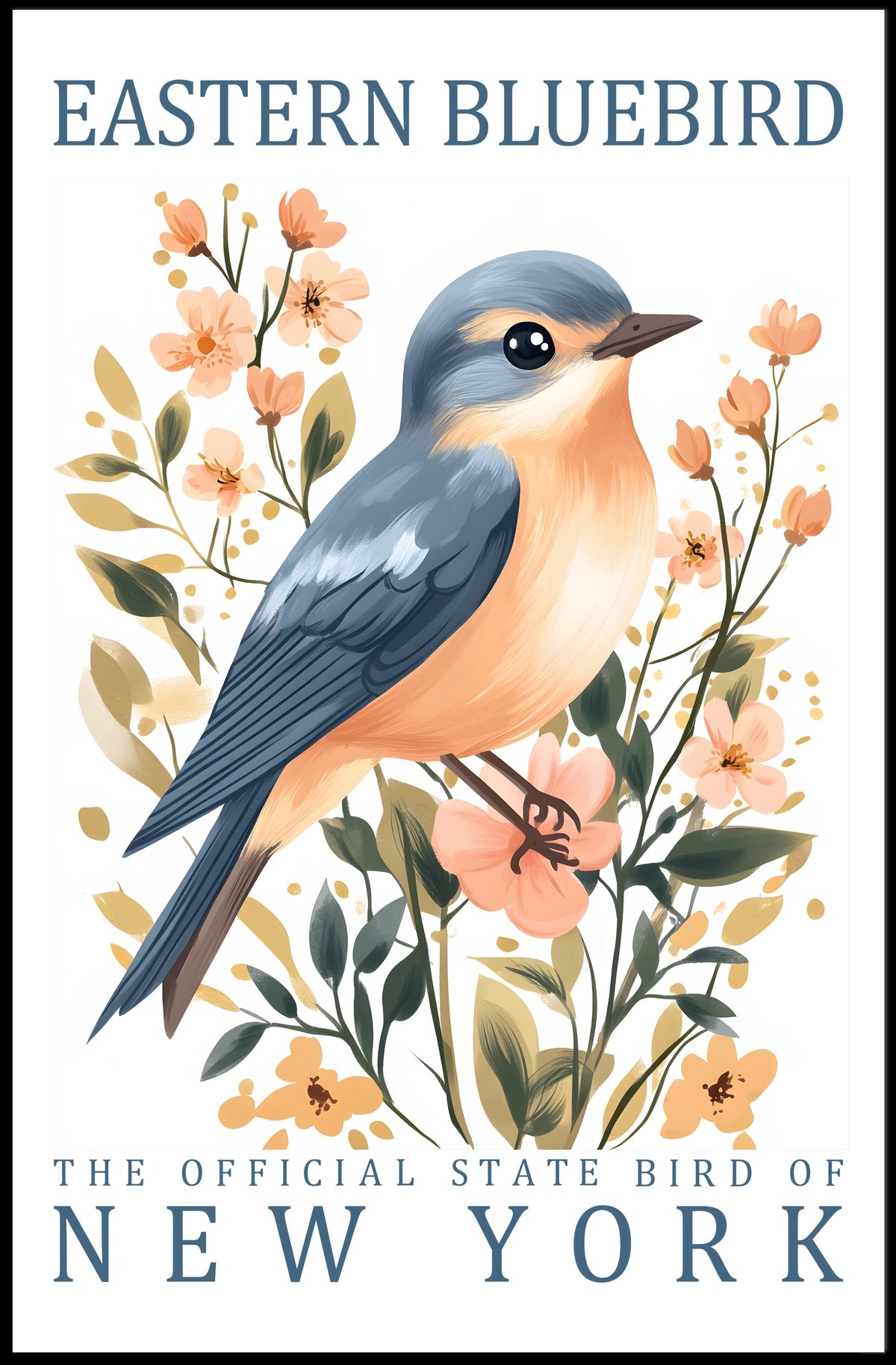 Eastern Bluebird Nature-Inspired Decorative Art Poster