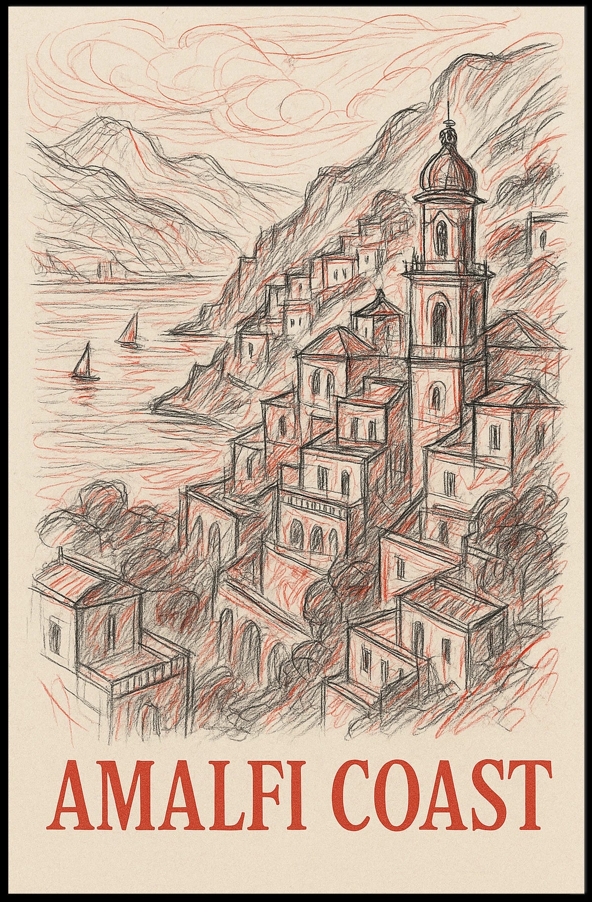 Amalfi Coast Poster Wall Art 18x24 Coastal Decor Coastal View