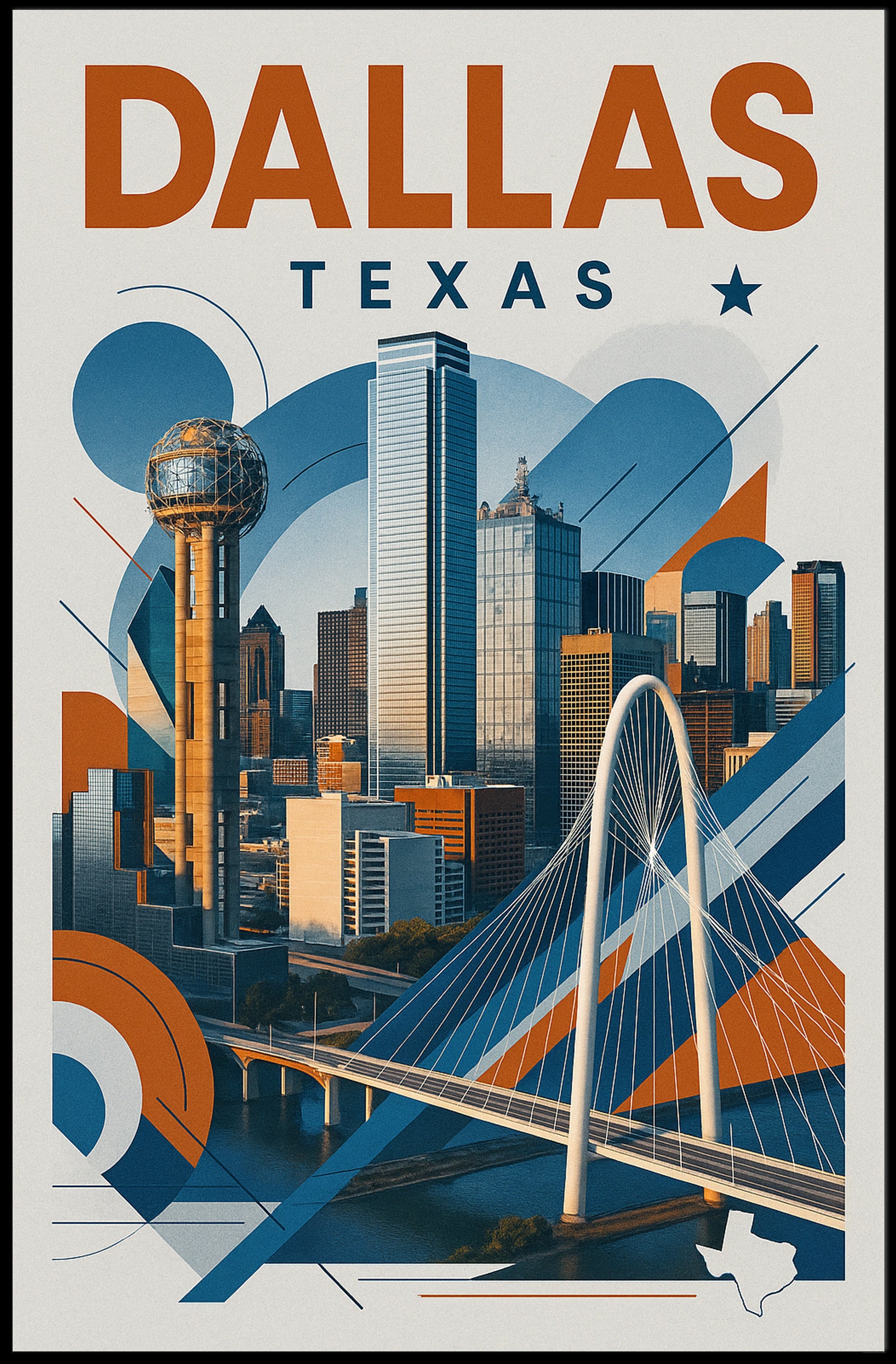 Dallas Skyline Modern Art Poster - Urban or Cityscape Poster PosterGoat