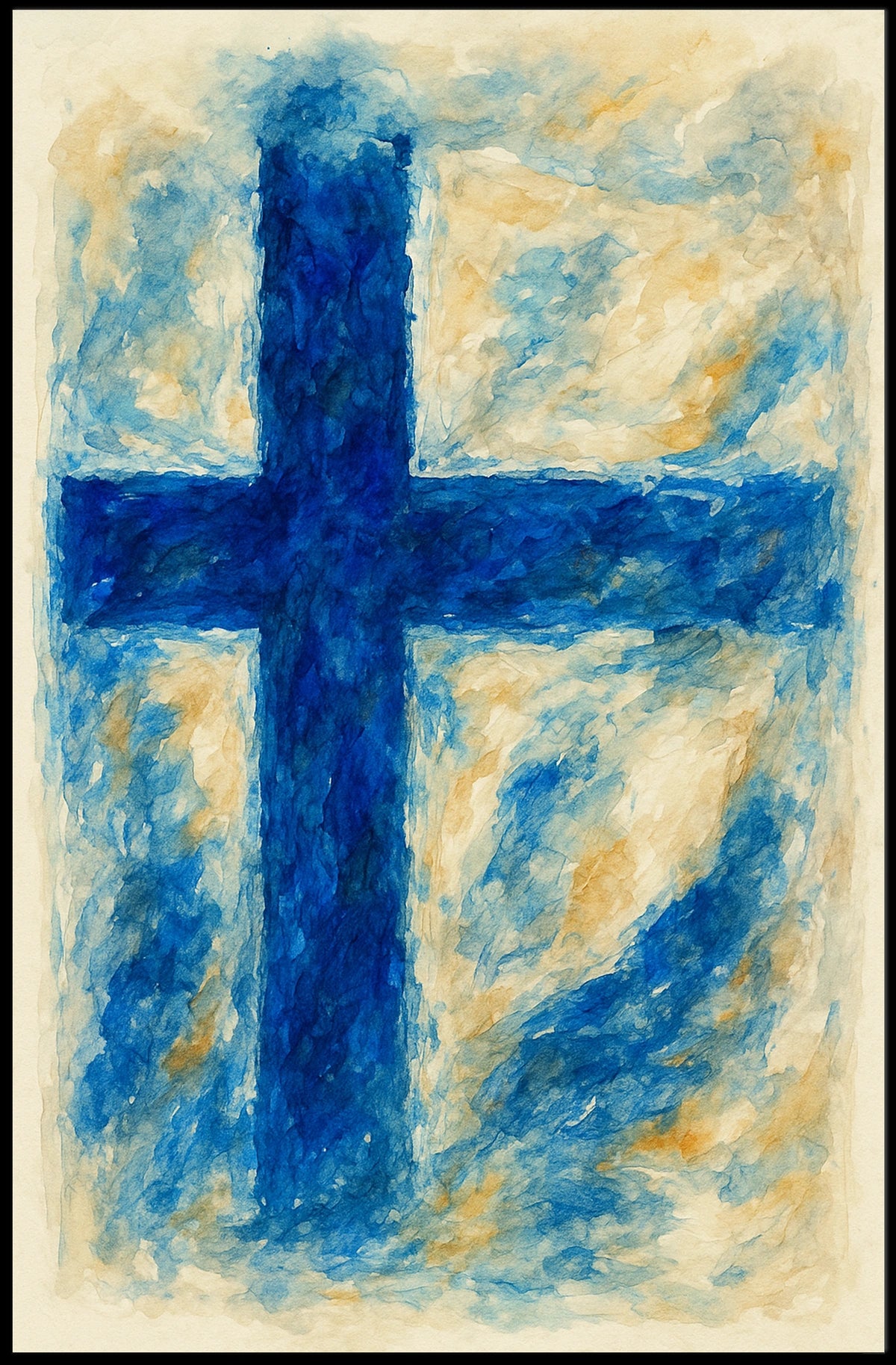 Abstract Blue Cross Abstract Poster