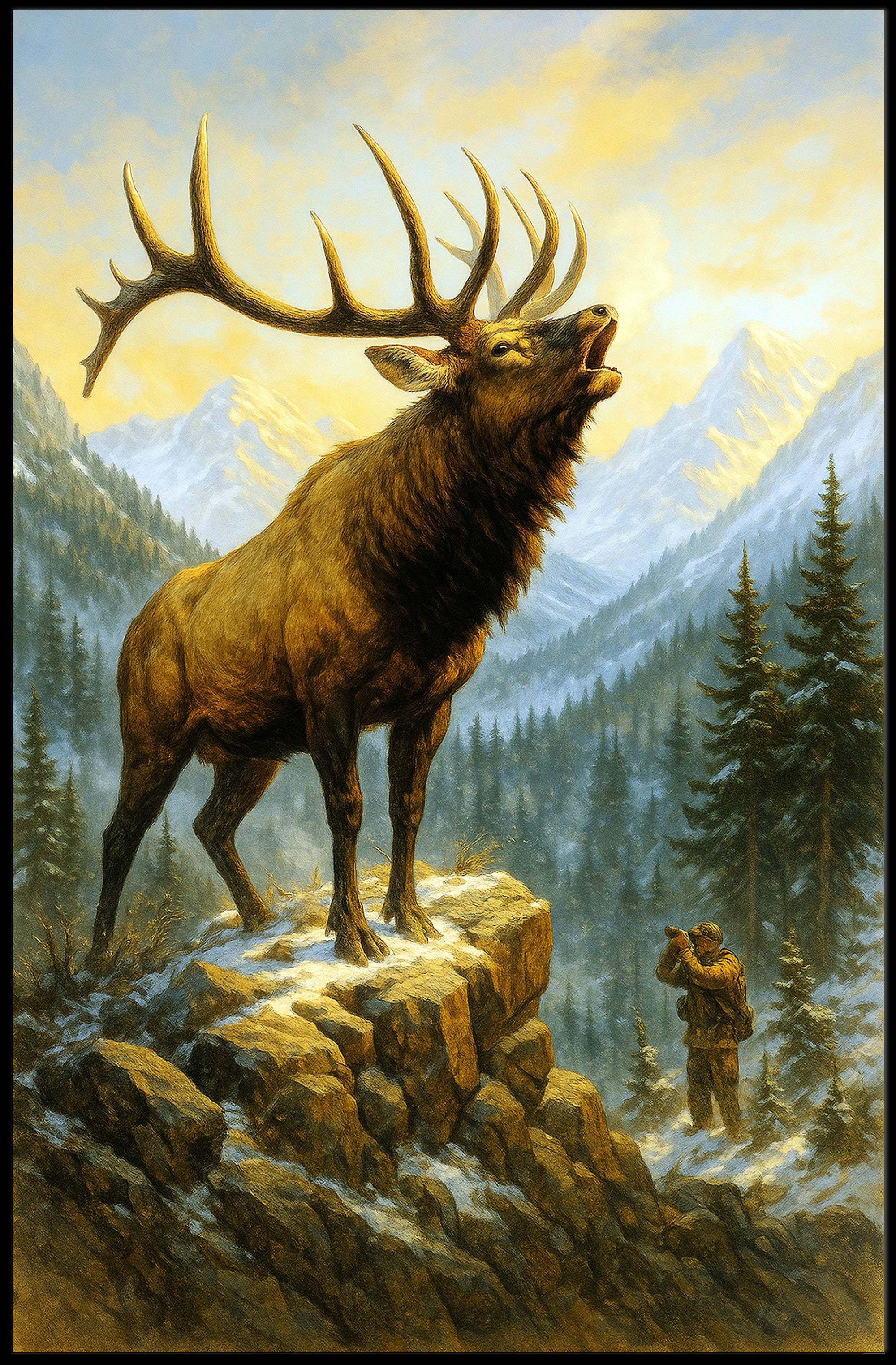 Majestic Elk in the Mountains Poster PosterGoat