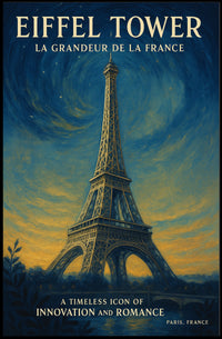 Eiffel Tower Under Starry Sky: Vintage Travel Poster