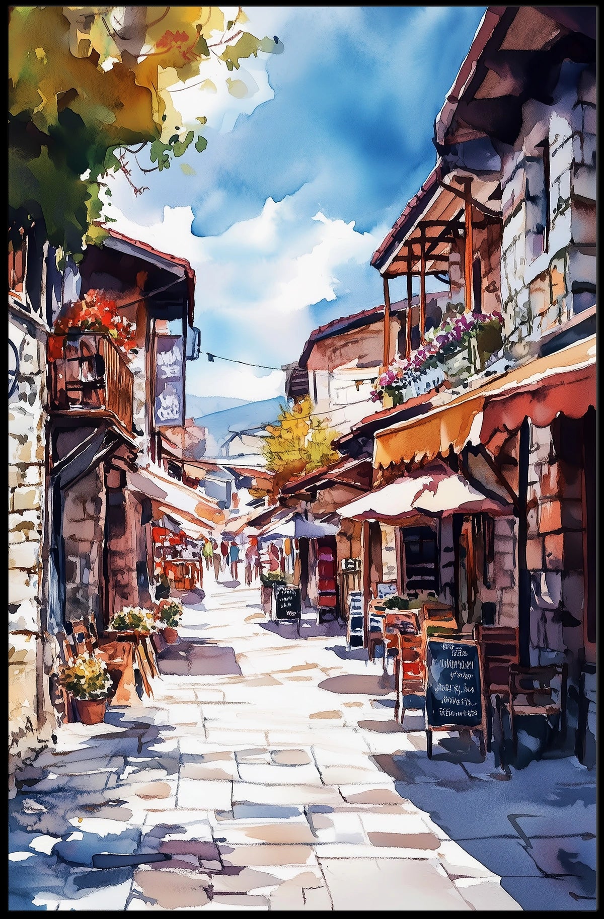 North Macedonia Skopje Old Bazaar Street Scene Poster