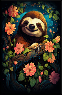 Enchanted Sloth In Bloom Poster