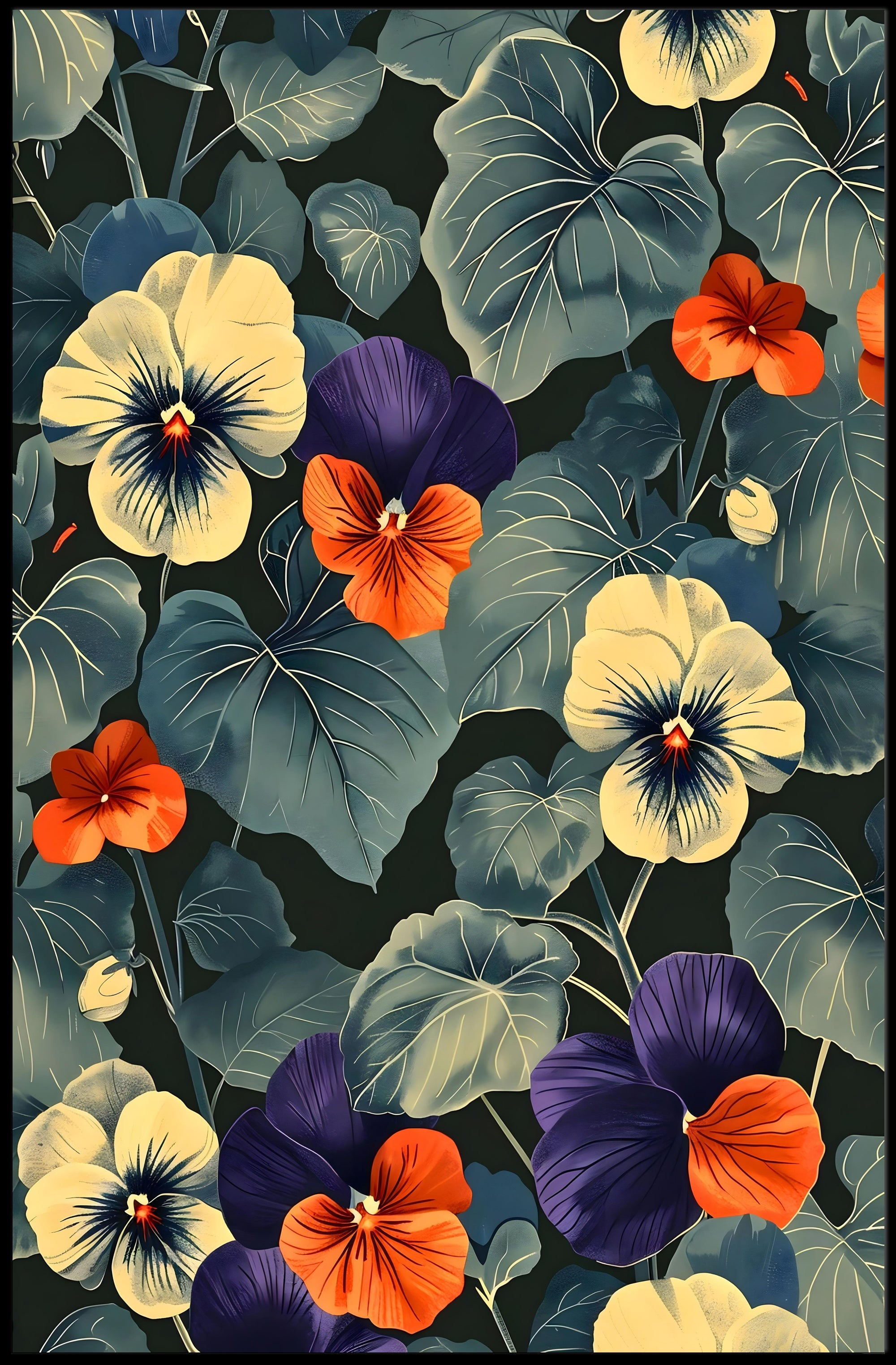 Vibrant Floral Elegance: Modern Botanical Artistic Poster