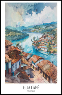 Guatapé Tranquil Hillside View Travel Poster PosterGoat