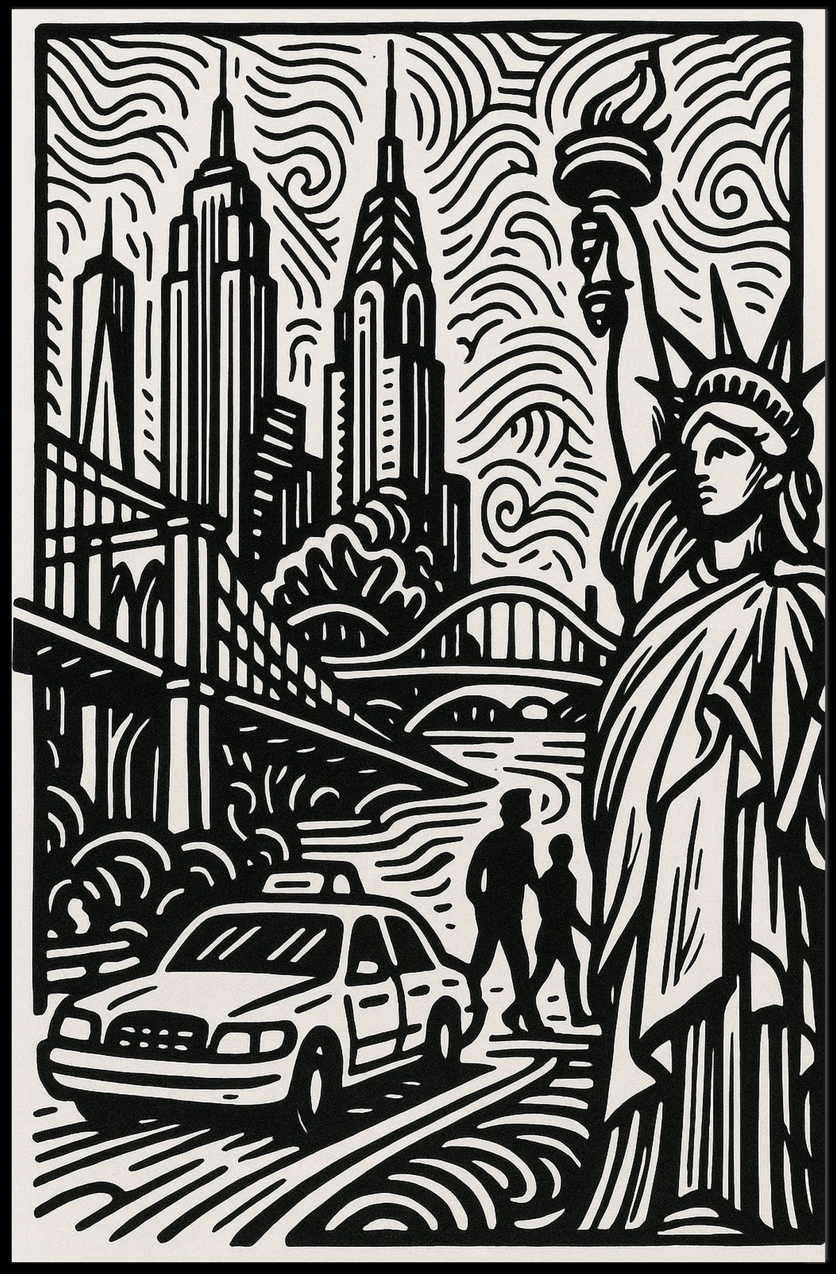 New York City Poster Minimalist Skyline Wall Art Home Decor