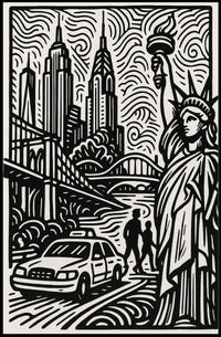 New York City Poster Minimalist Skyline Wall Art Home Decor