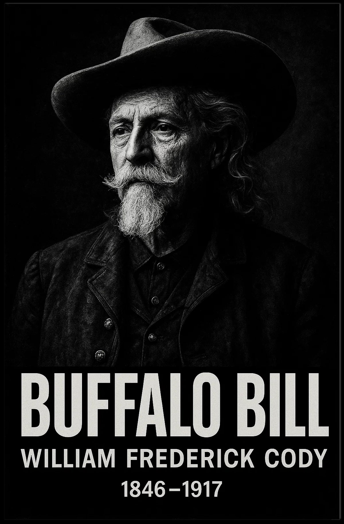 Buffalo Bill Monochrome Portrait for Cultural Heritage Poster