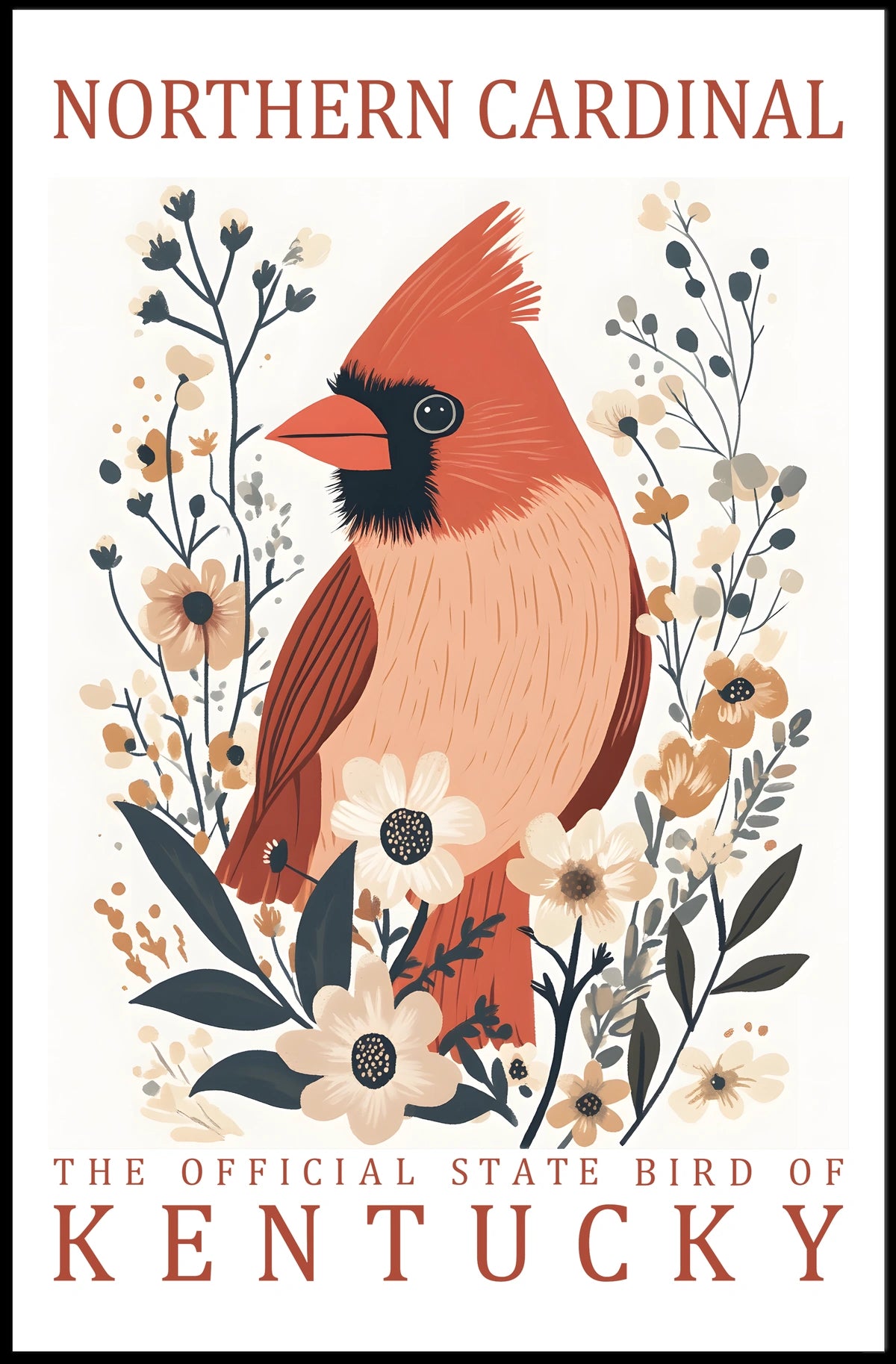 Northern Cardinal Kentucky State Bird Poster Art