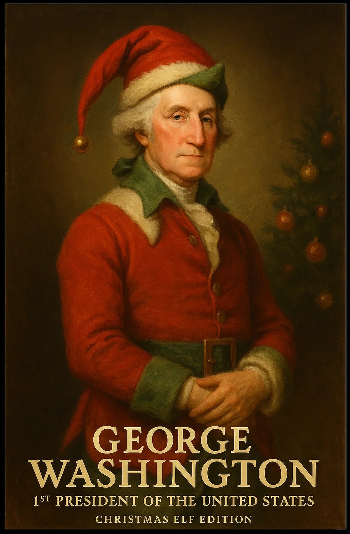 George Washington Christmas Elf Historical Poster