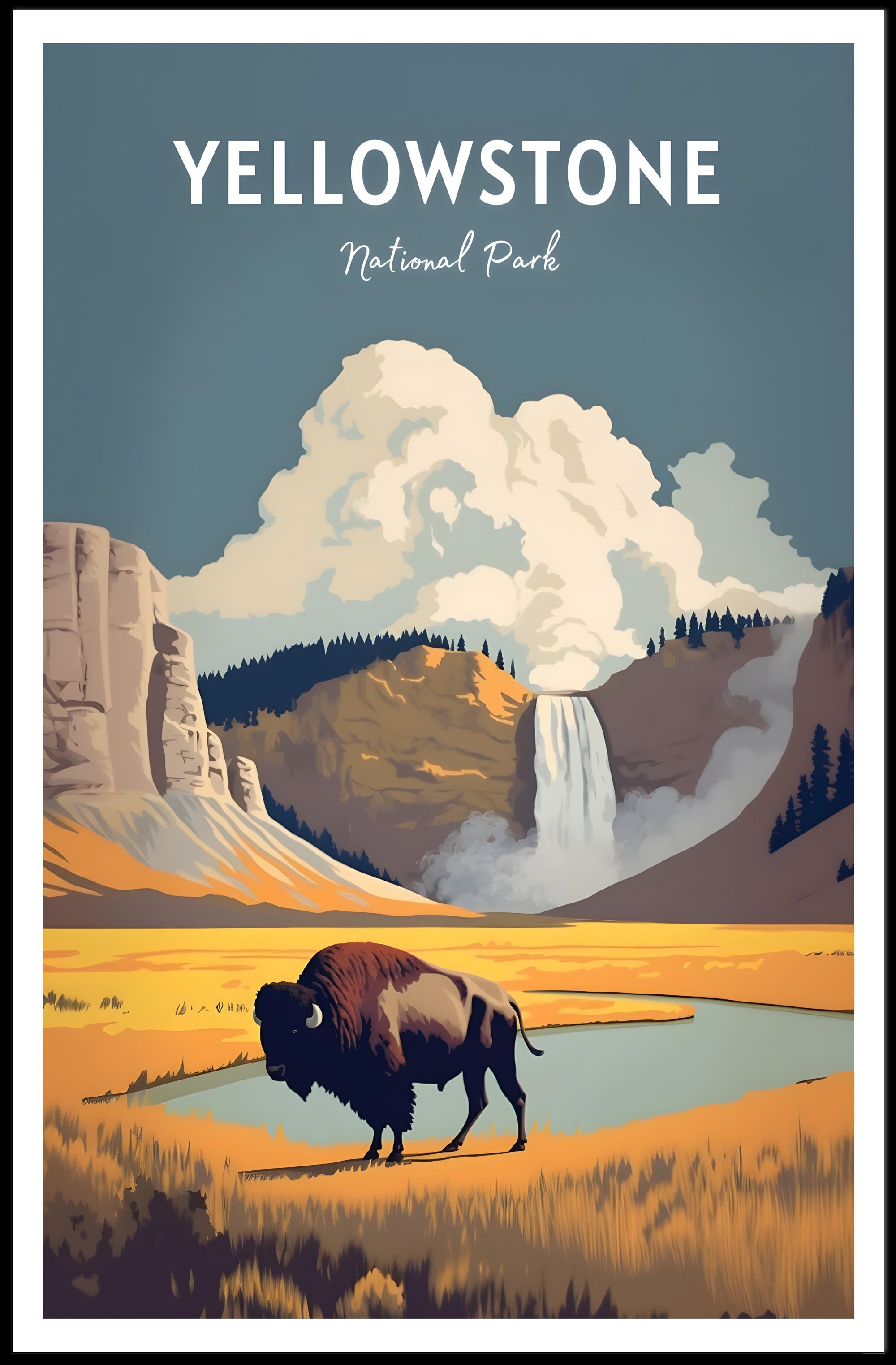 Yellowstone National Park Poster Vintage Travel Print