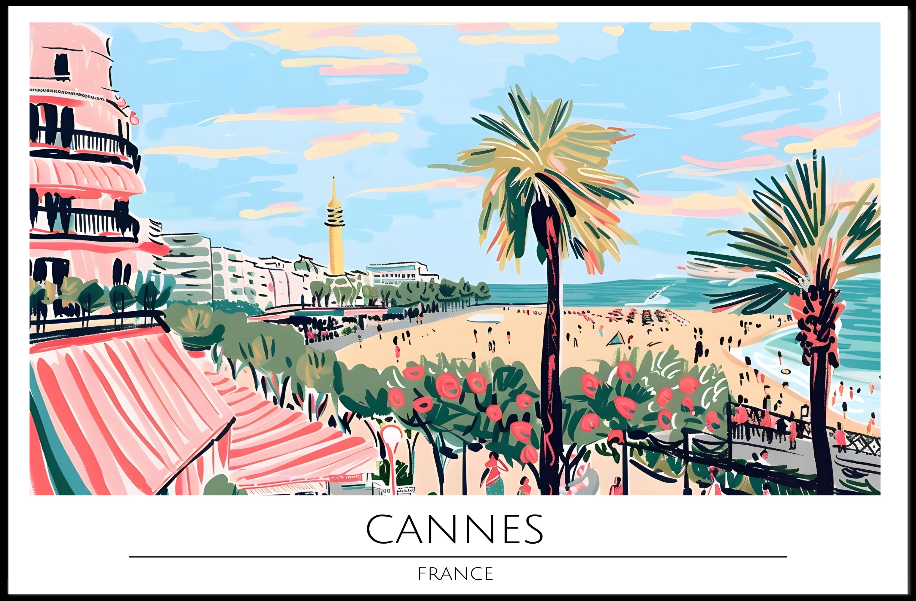 Cannes Beach Scene Poster PosterGoat