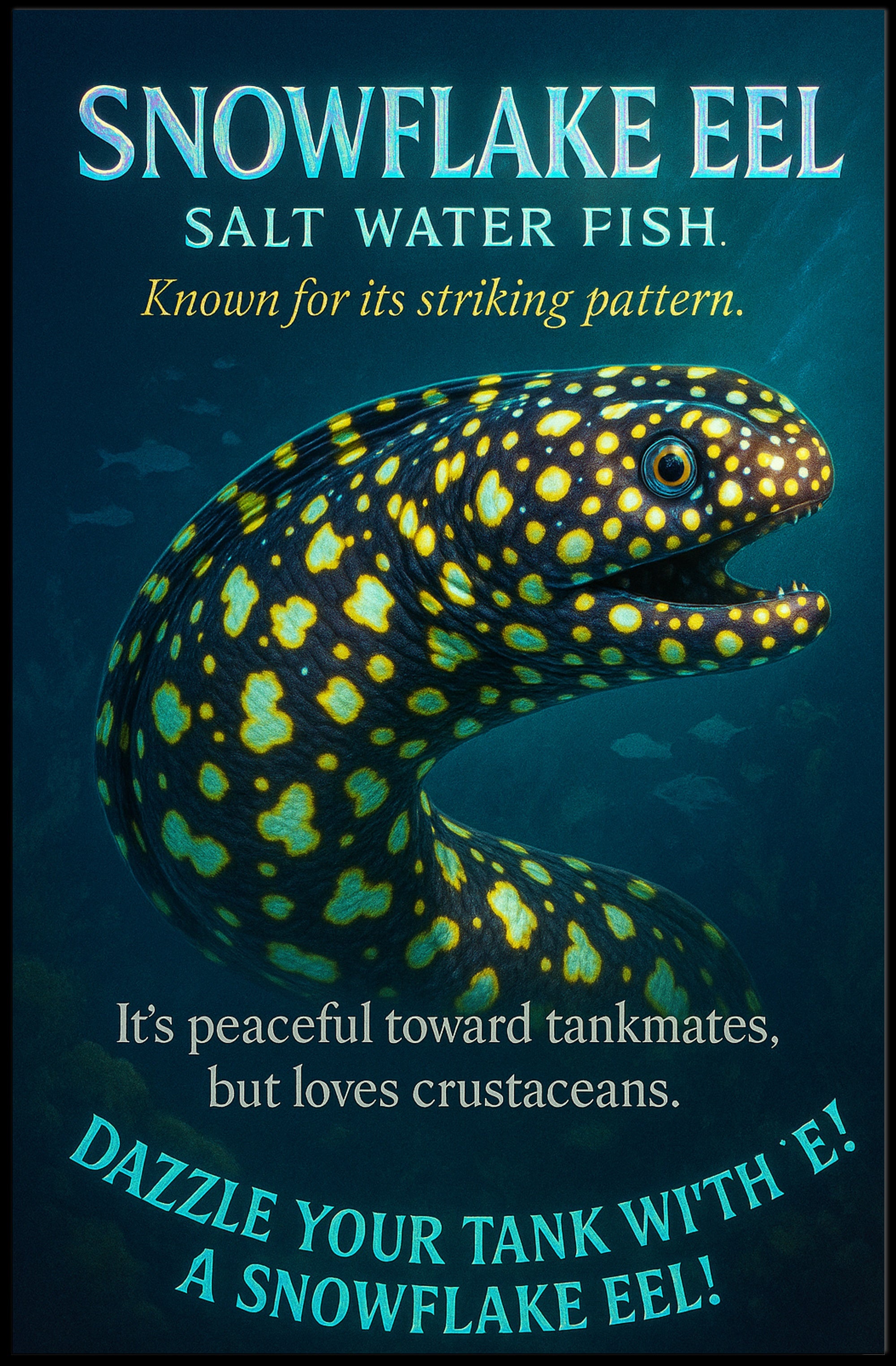 Snowflake Eel Poster Marine Art Print For Aquarium