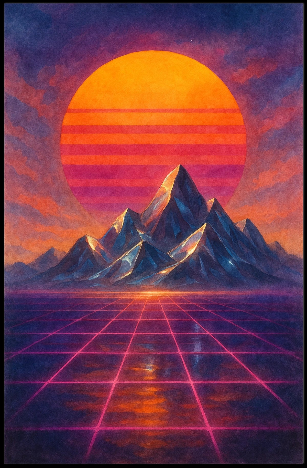 Retro-Futuristic Surreal Landscape Art Poster - Futuristic Sci-Fi Poster