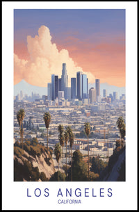 Los Angeles Skyline Serene Illustration Urban or Cityscape Poster PosterGoat