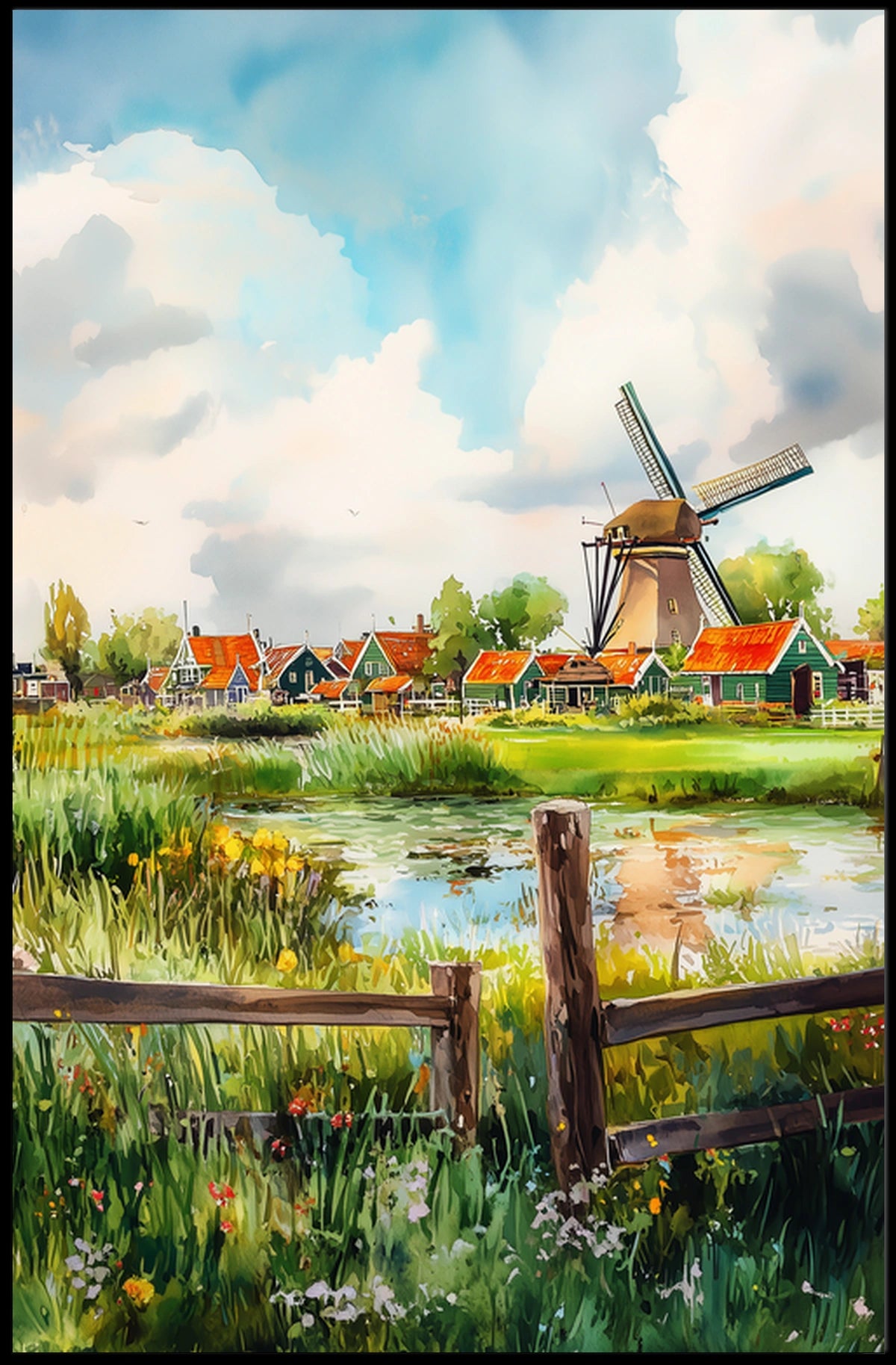 Netherlands Zaanse Schans Windmills and Countryside Poster
