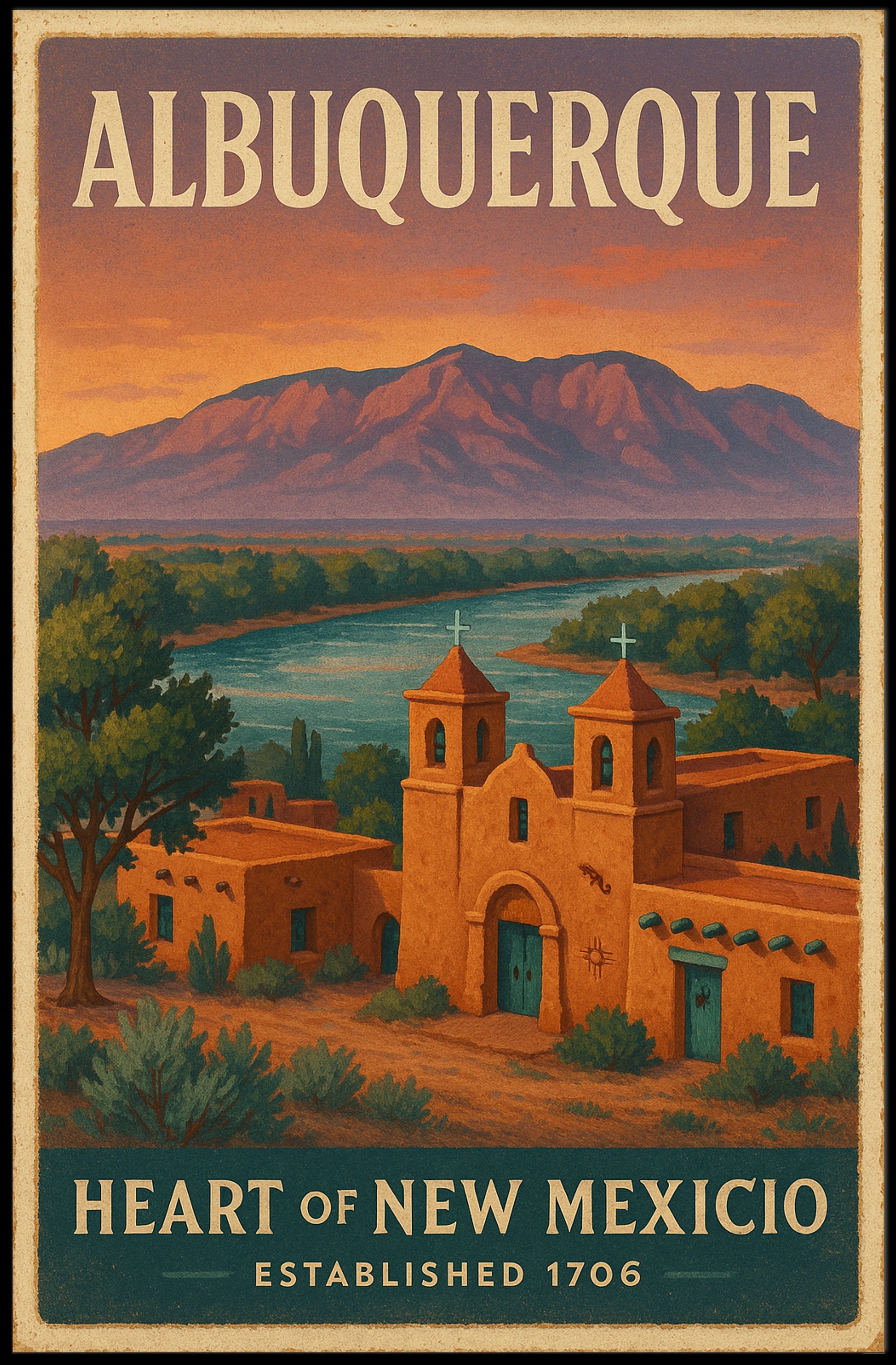 Albuquerque Heart of New Mexico Travel Poster