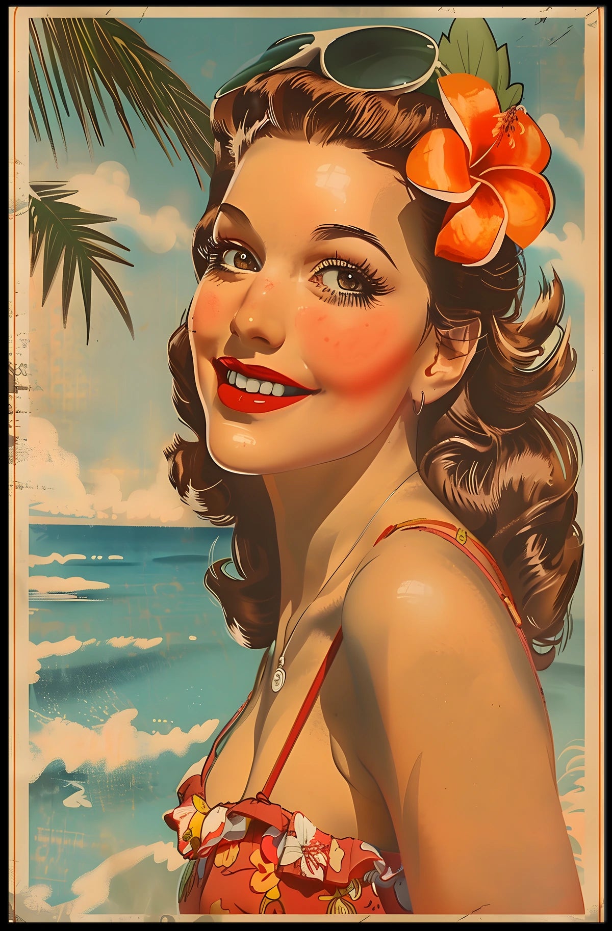 Vintage Beach Beauty Poster