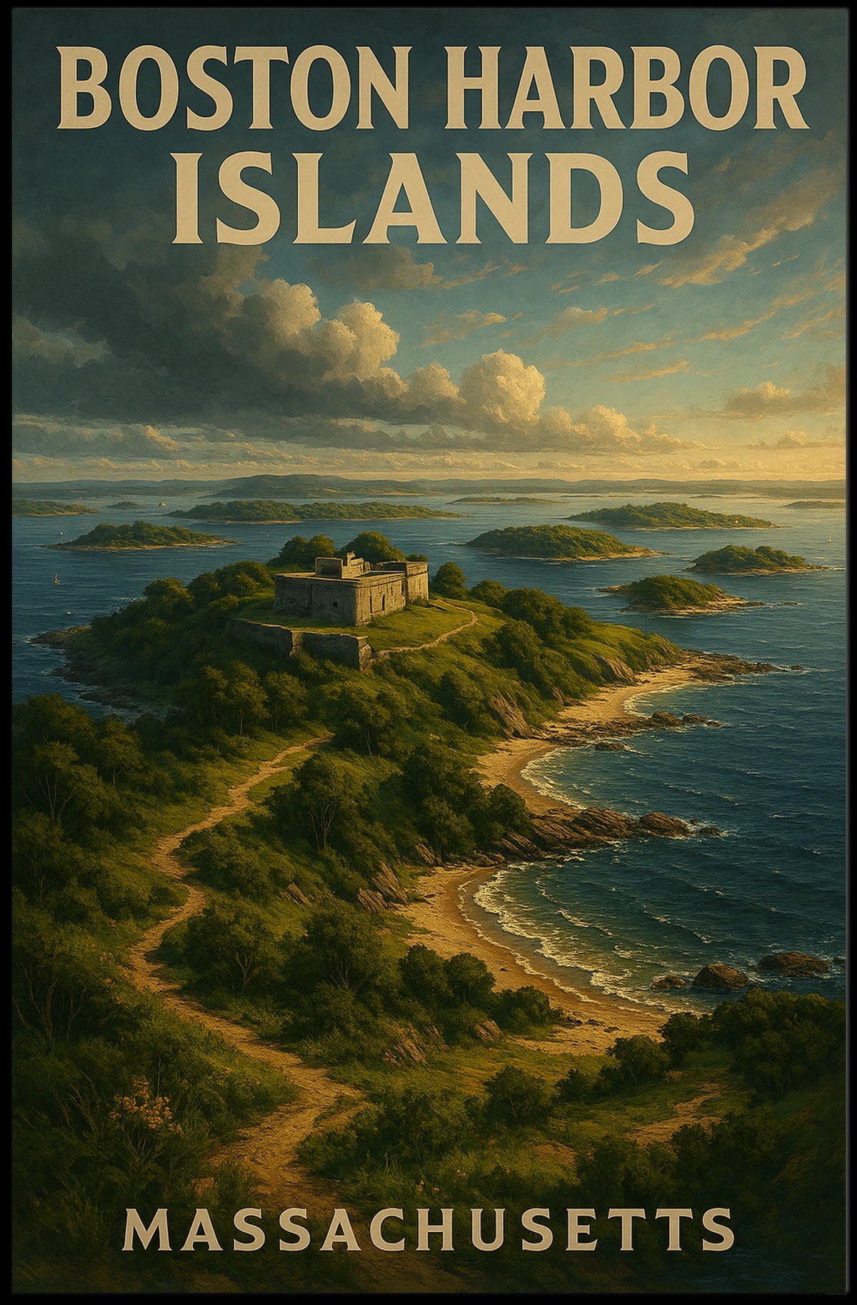 Boston Harbor Islands Vintage Nautical Map Collector Poster