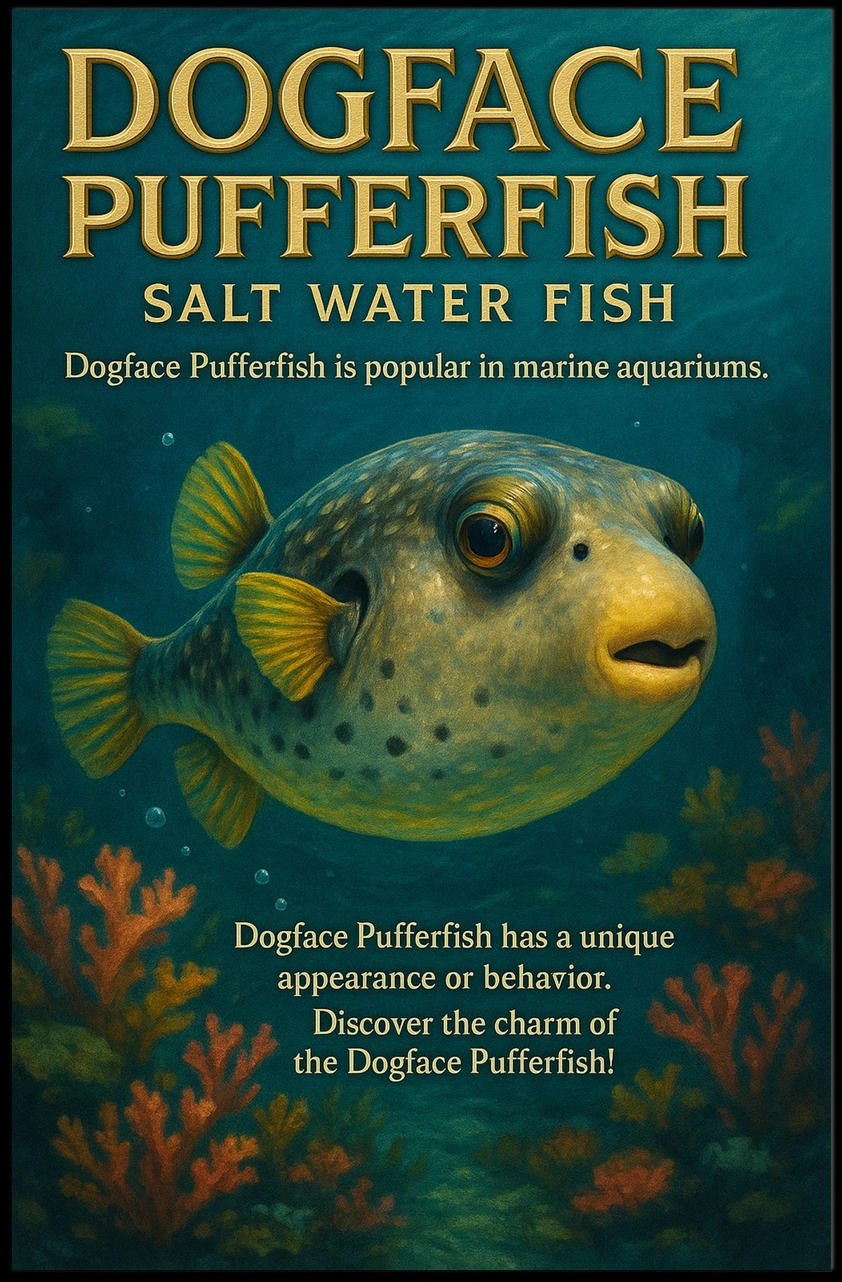 Dogface Pufferfish Salt Water Fish Poster