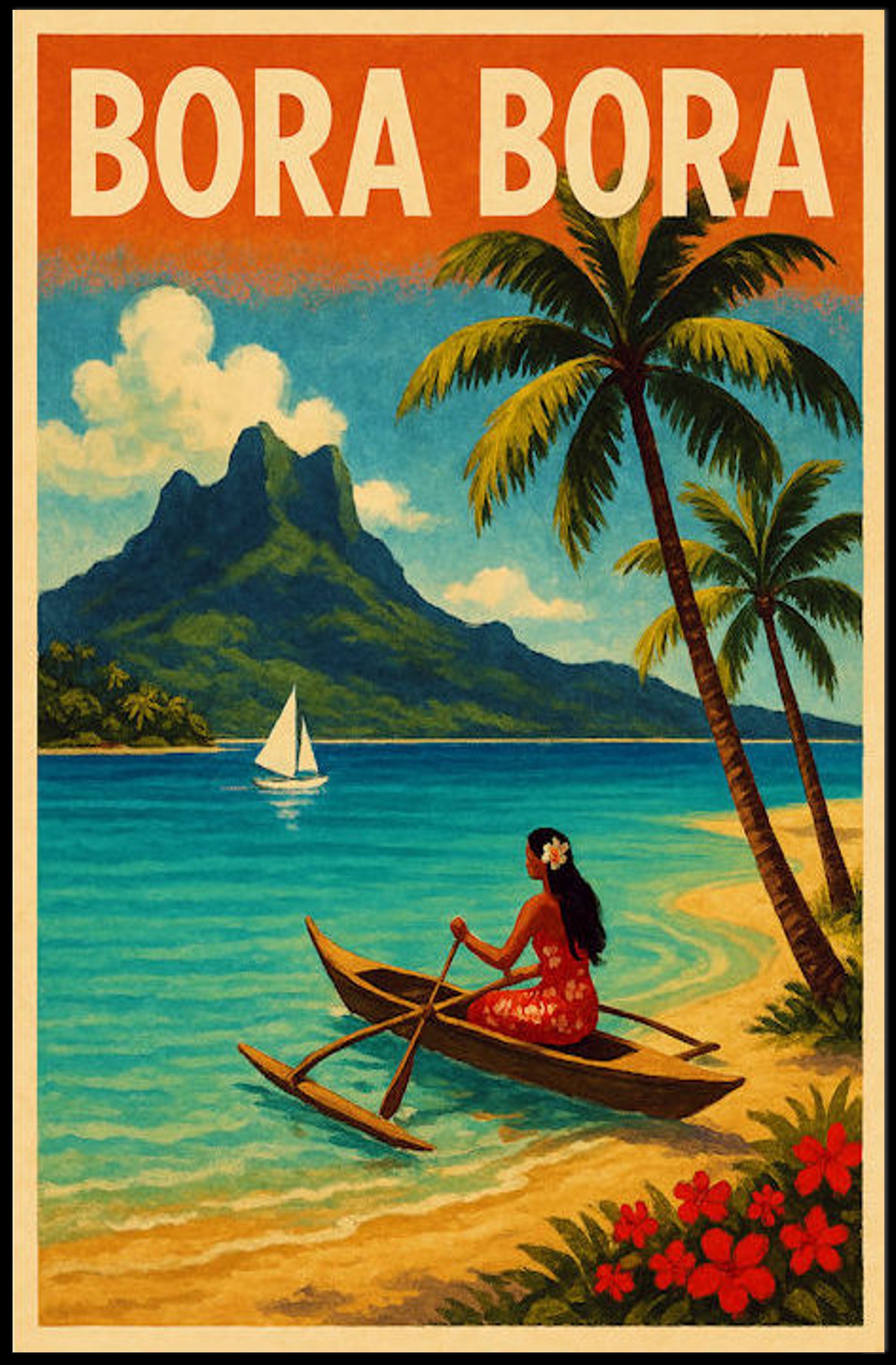 Bora Bora Scenic Vintage Travel Poster PosterGoat
