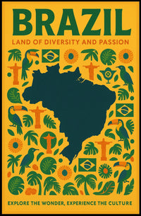 Brazil's Cultural Symbols Vibrant and Modern Poster PosterGoat