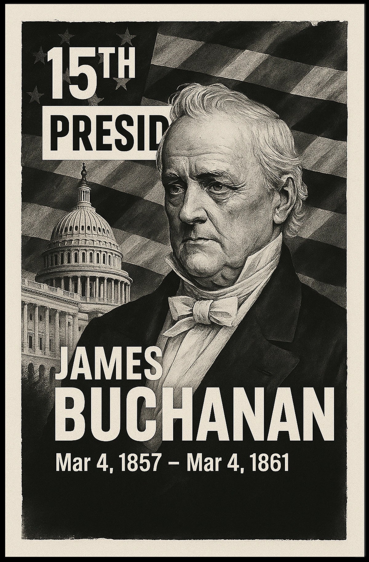 James Buchanan 15th President of the United States Digital Montaje Poster