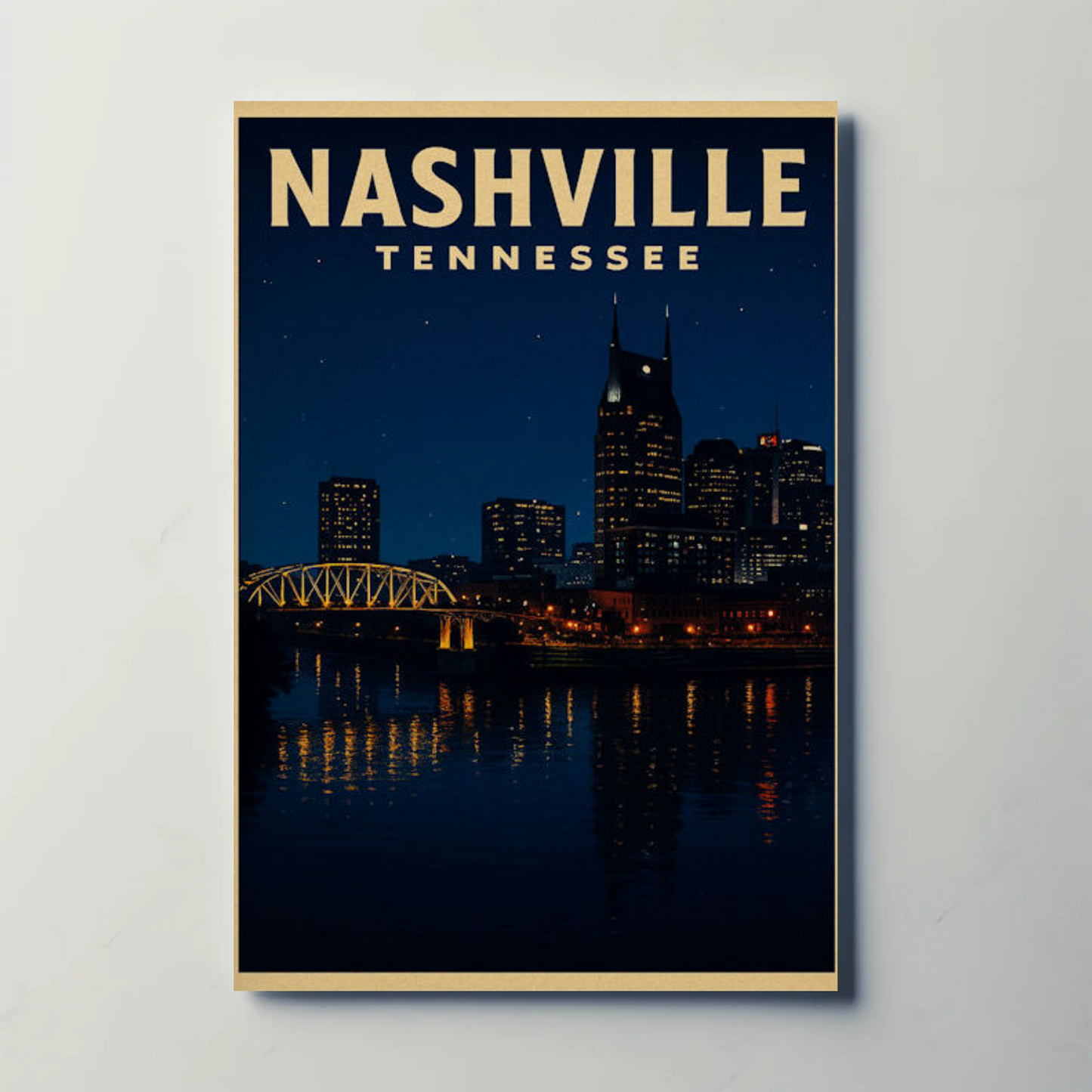 Nashville Tennessee City Night Skyline Poster Poster