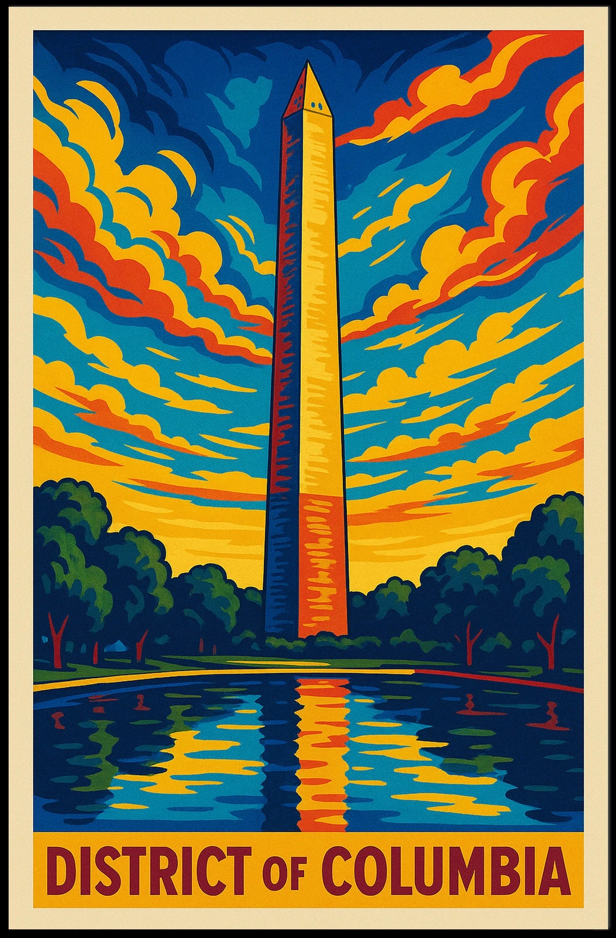 District of Columbia Vibrant Skyline Poster