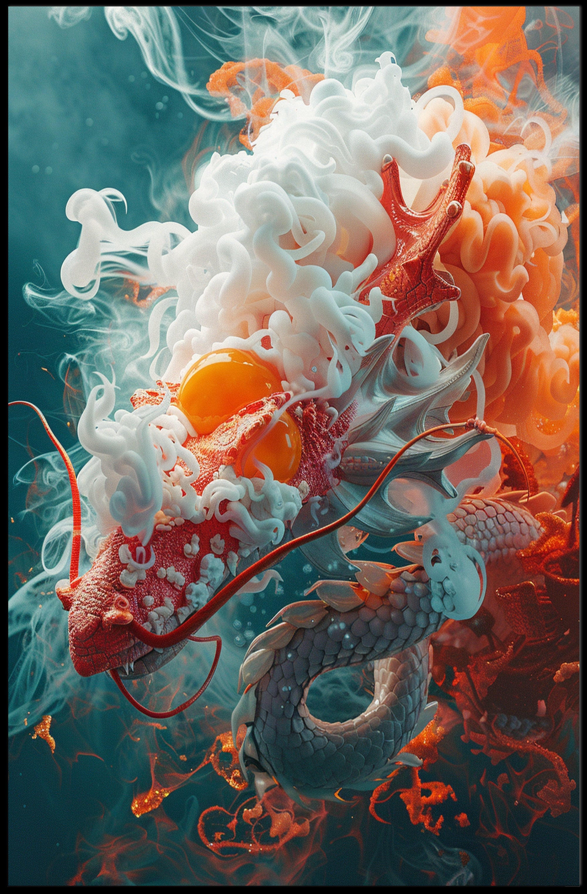 Mystical Dragon Fantasy Art Poster: Hyper-Realistic Design PosterGoat