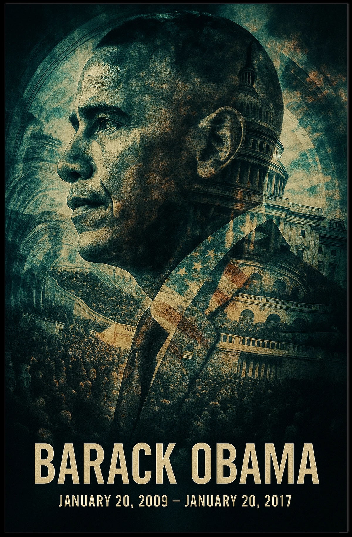 Barack Obama 44th President of the United States Double Exposure Poster