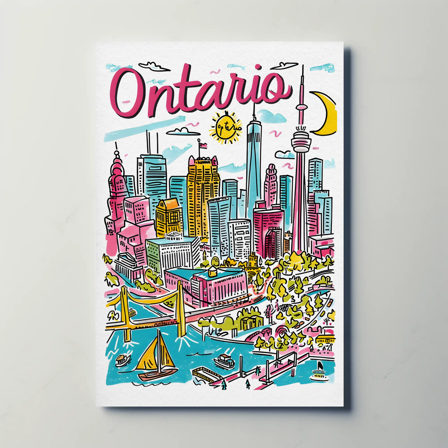 Ontario Canada Skyline and Harbor Travel Poster
