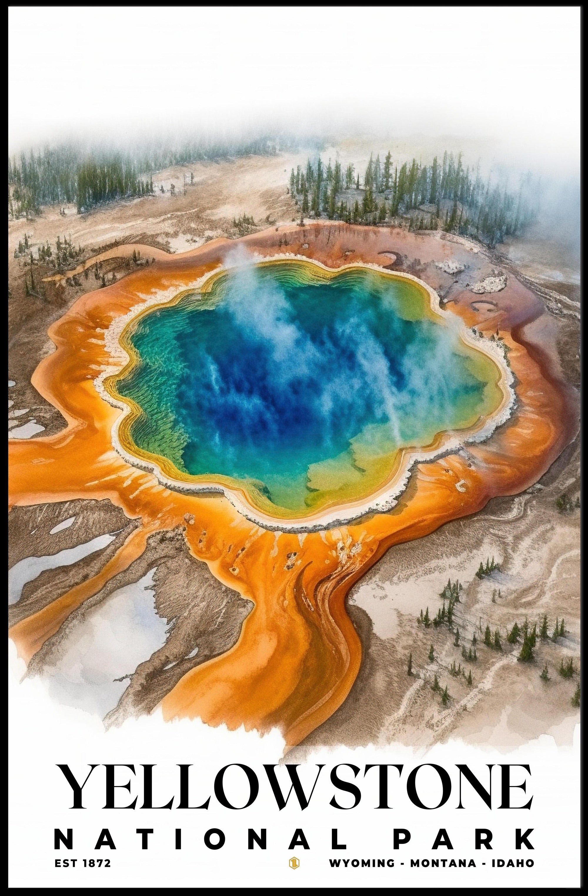 Yellowstone National Park Poster Vintage Travel Print