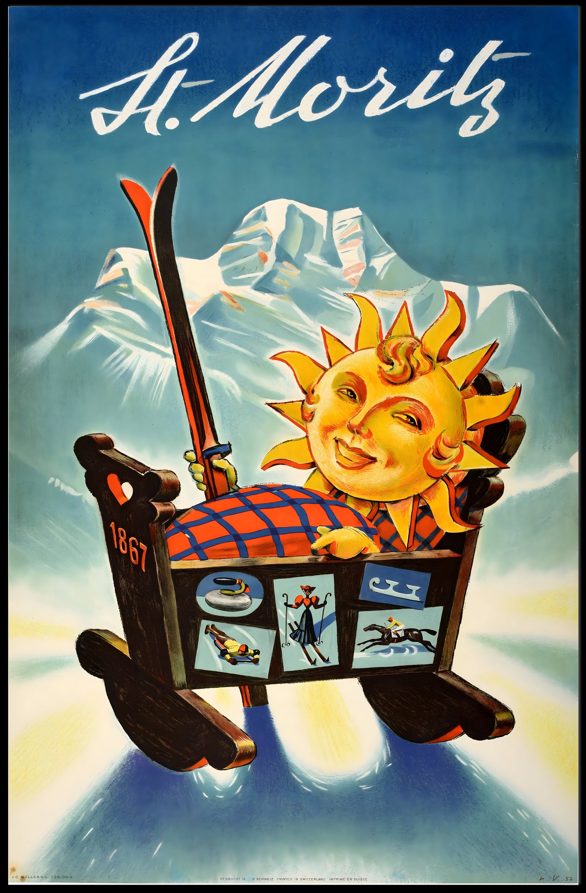 St. Moritz Sun Sled Adventure Poster PosterGoat