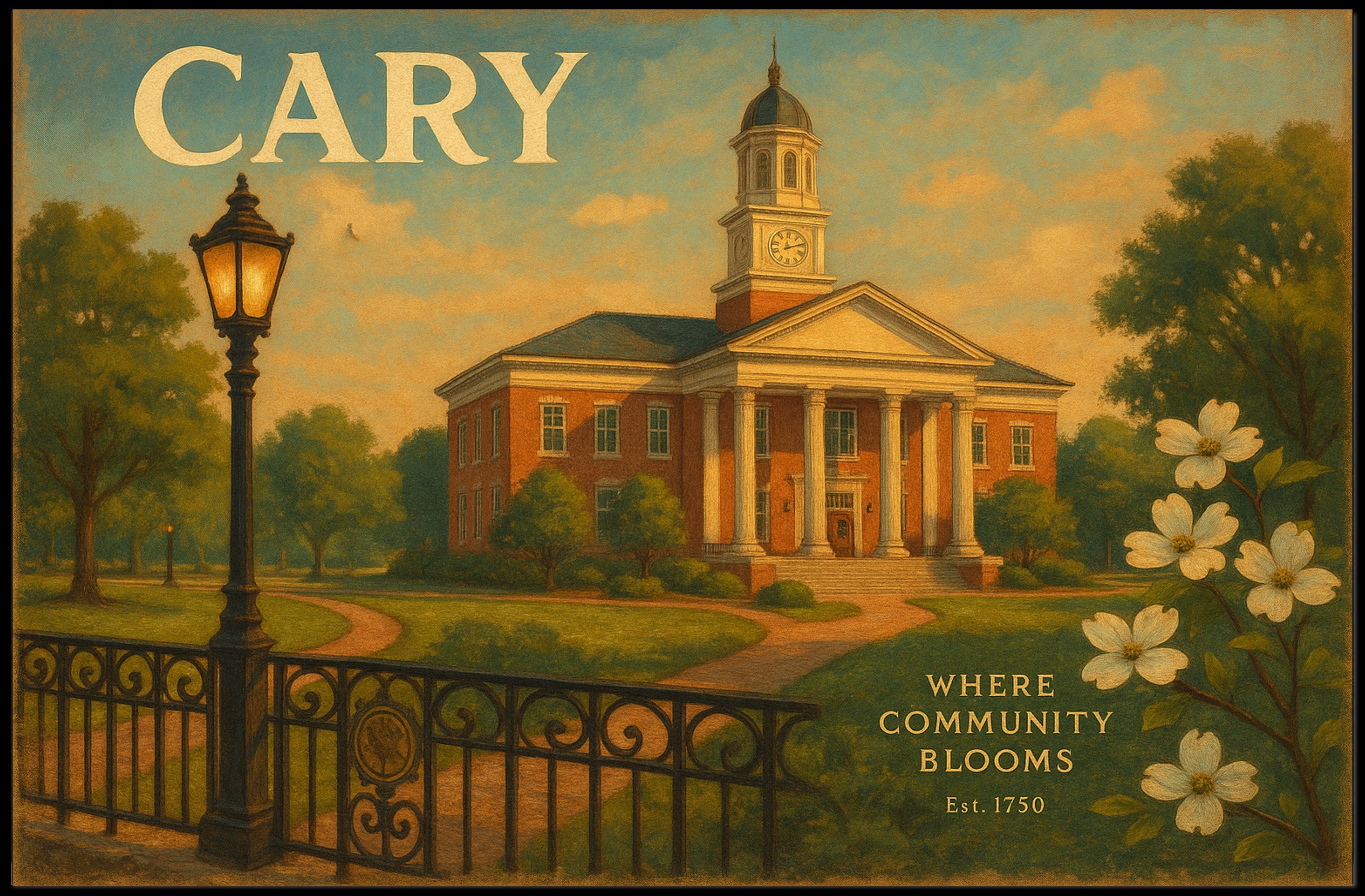 Welcome to Cary Travel Poster Wall Art