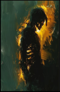 Silhouette Aura: Abstract Brush Stroke Poster PosterGoat