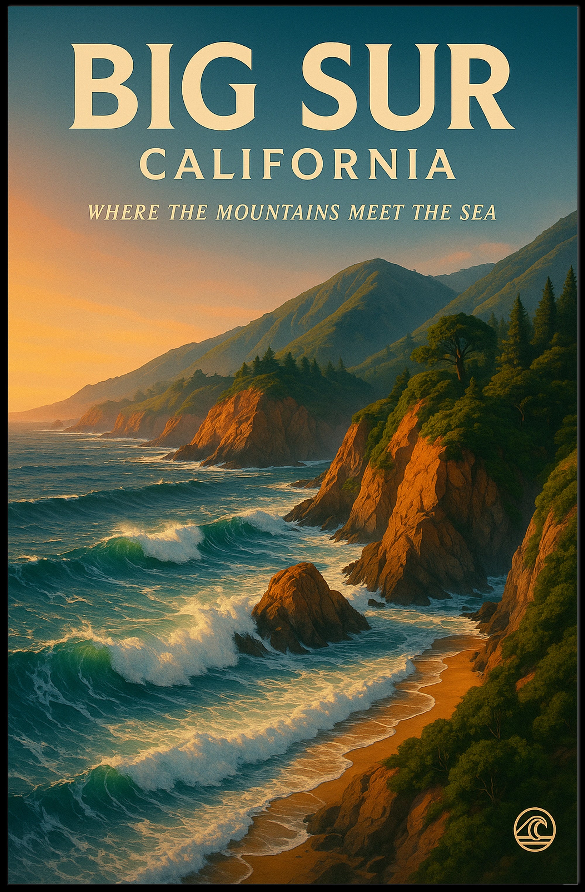 Big Sur Where the Mountains Meet the Sea Poster PosterGoat
