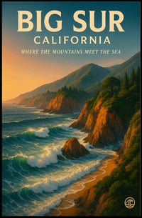 Big Sur Where the Mountains Meet the Sea Poster PosterGoat