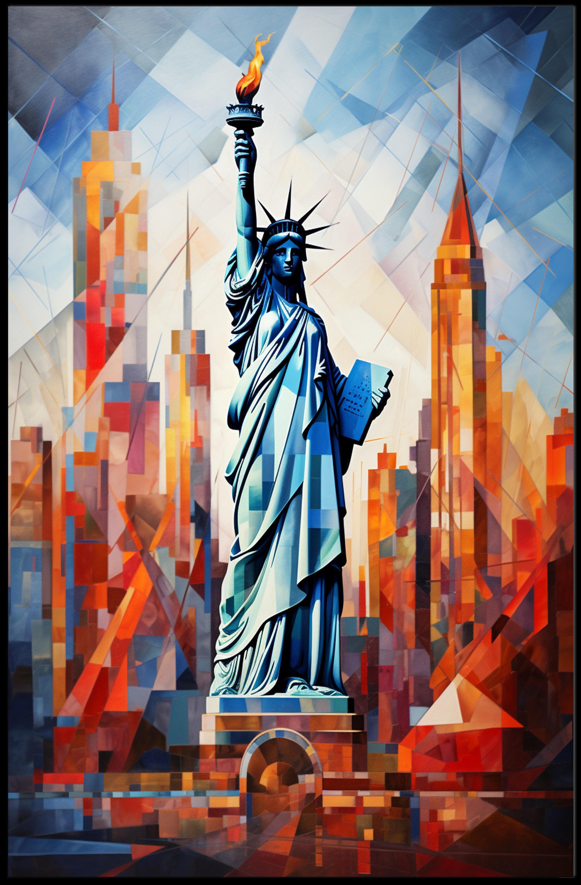 The Statue Of Liberty A Modern Mosaic Poster