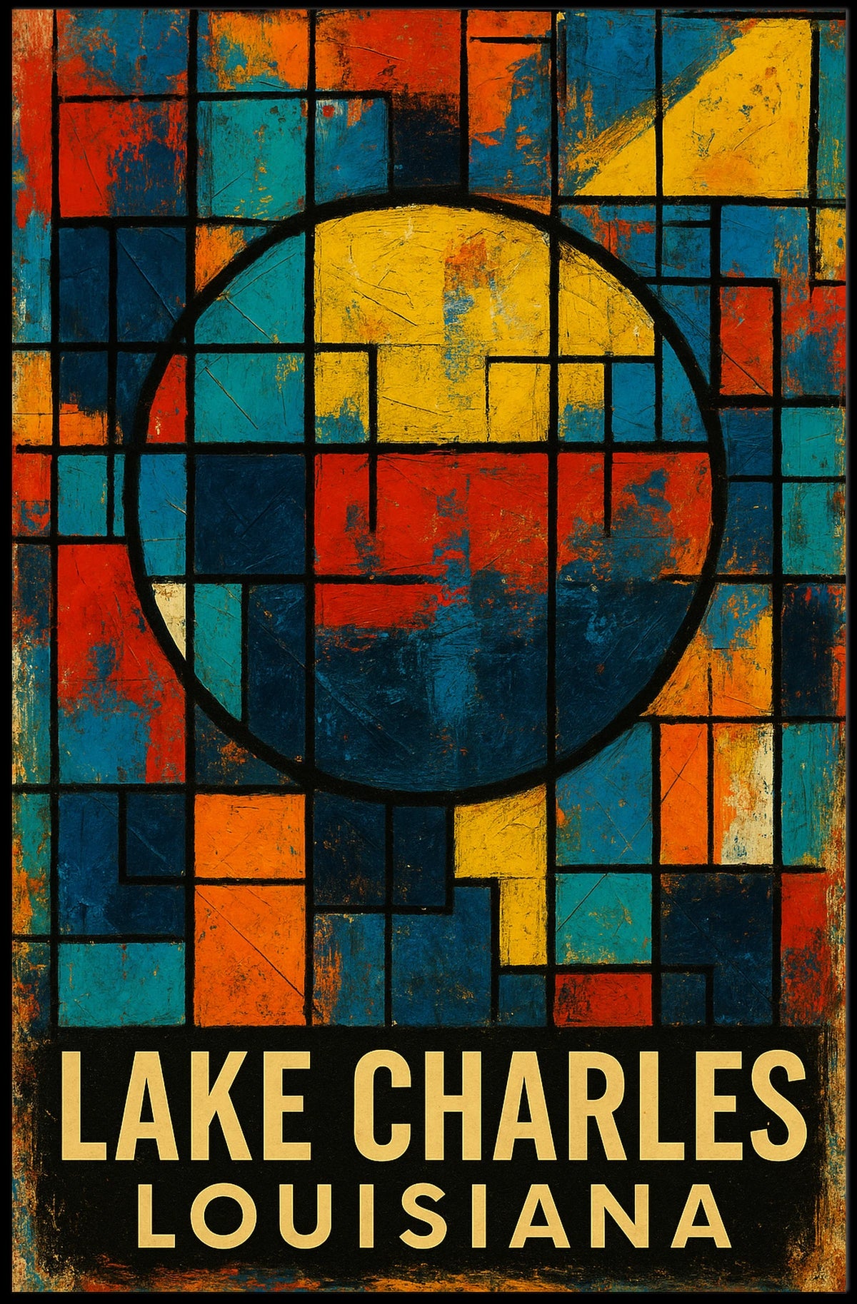 Lake Charles Geometric Abstract Minimalist Collector Poster