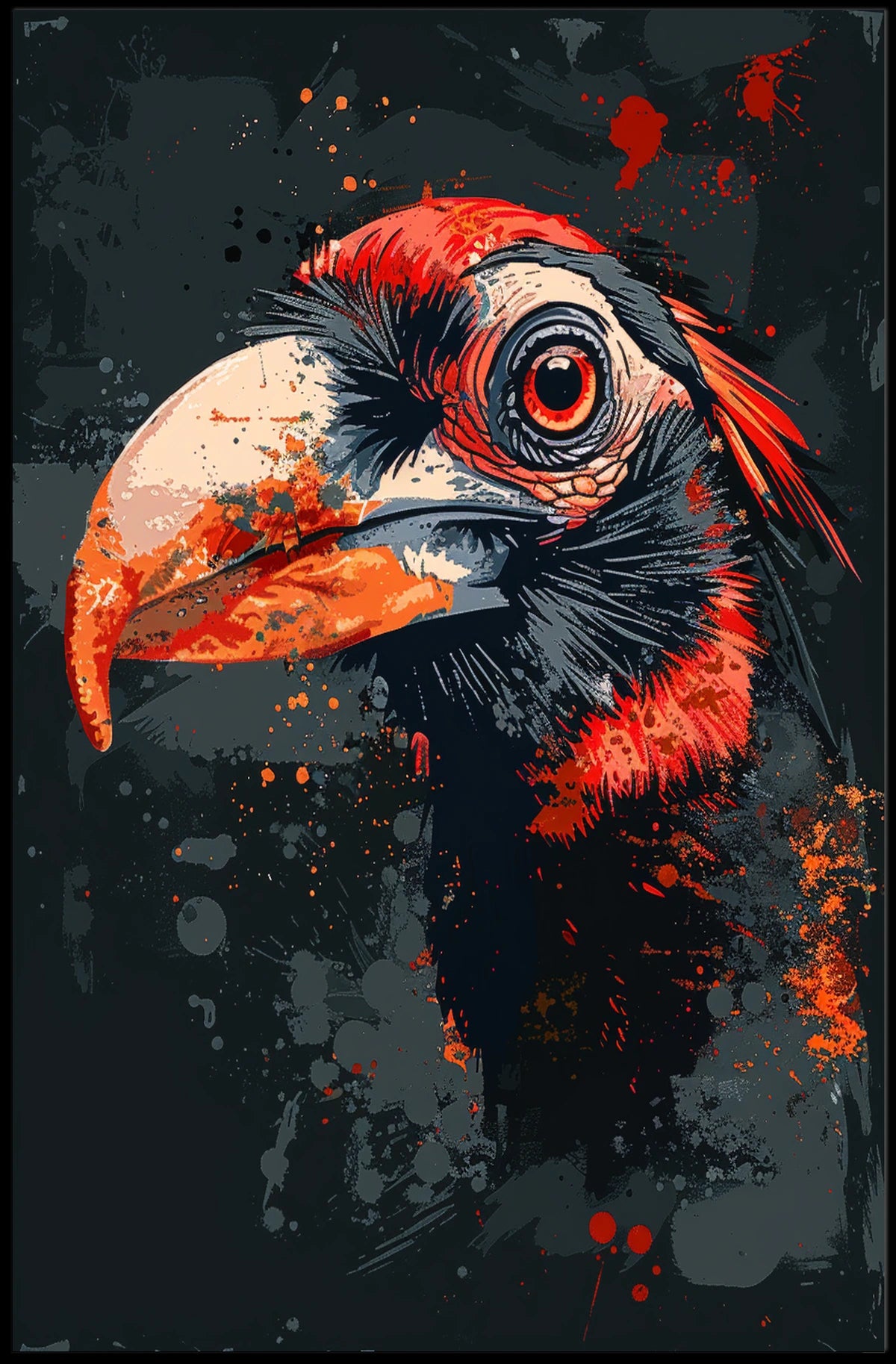 Hornbill Graffiti Art Poster: Vibrant and Dynamic