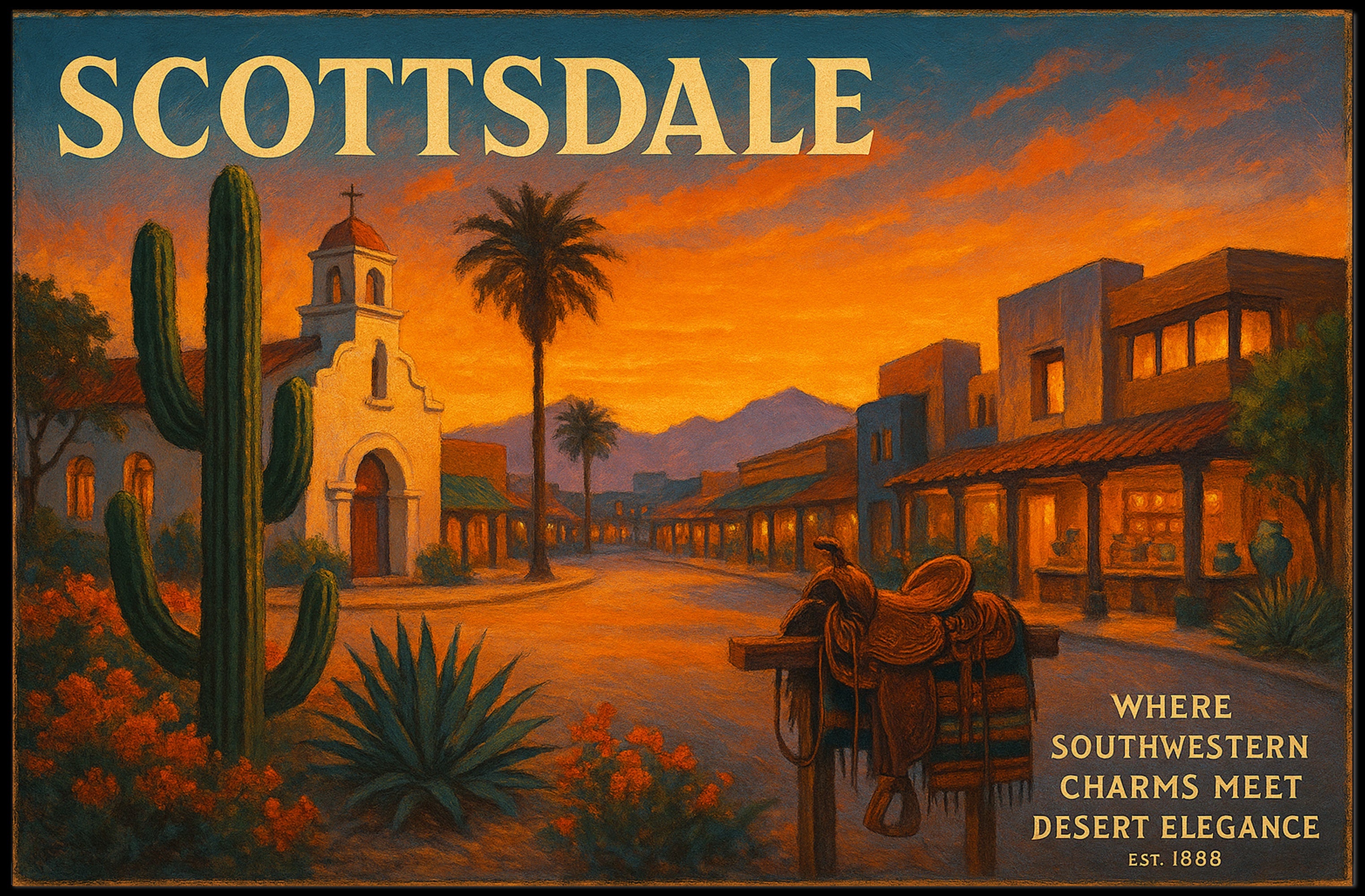 Scottsdale Desert Charm Travel Poster Print