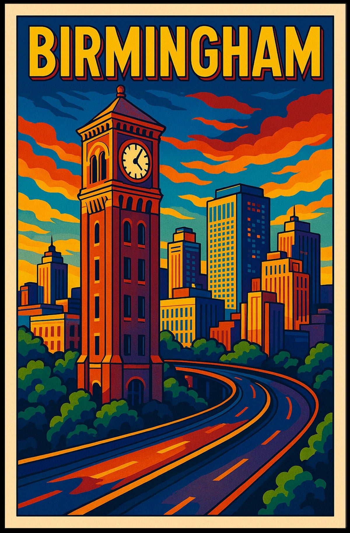Birmingham Cityscape Poster