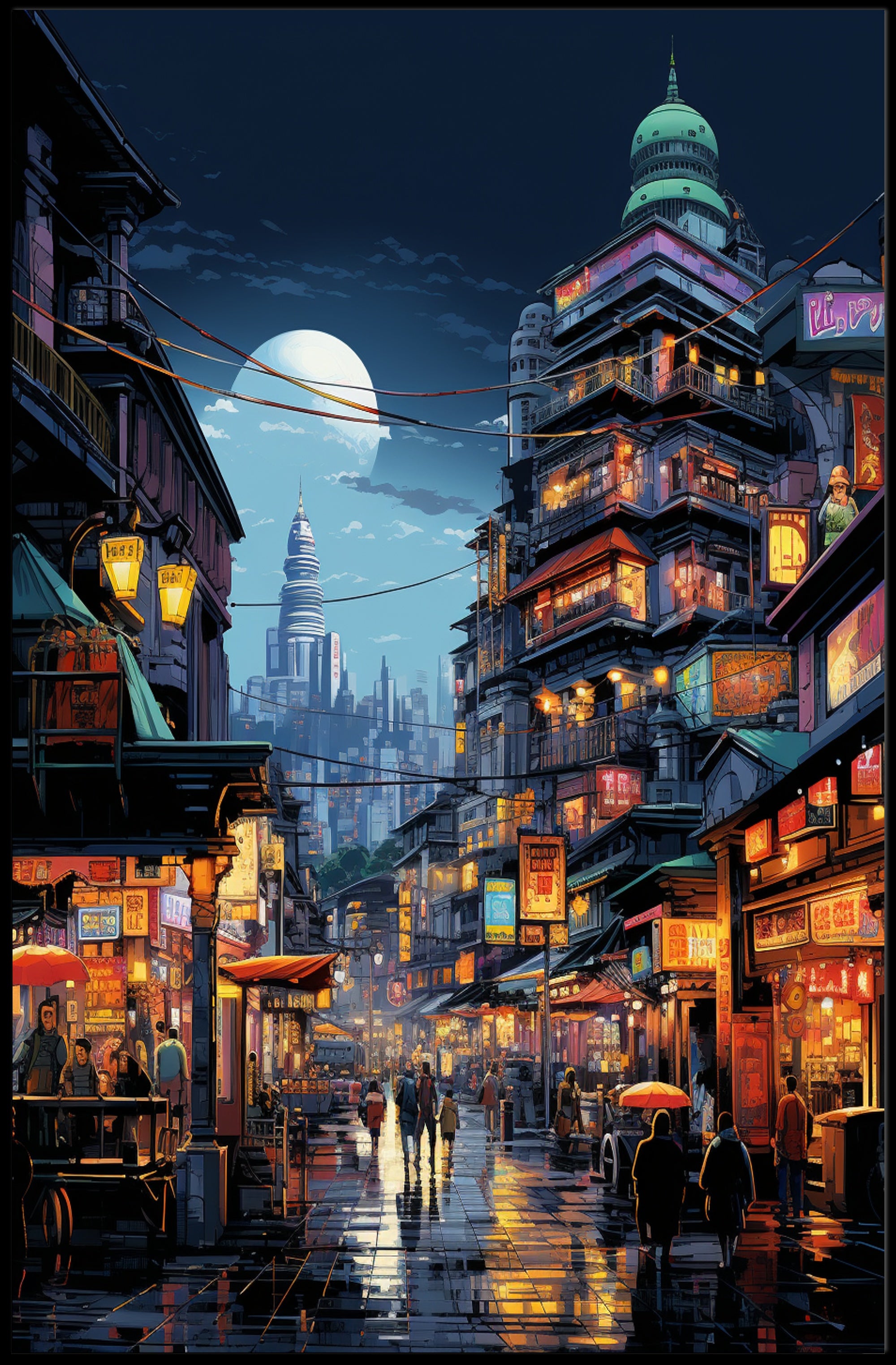 Neon Night Market Poster